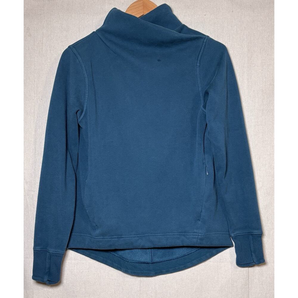 Athleta Women’s Sweatshirt Cozy Karma Twist Neck Blue Fleece Lined‎ Pullover XXS